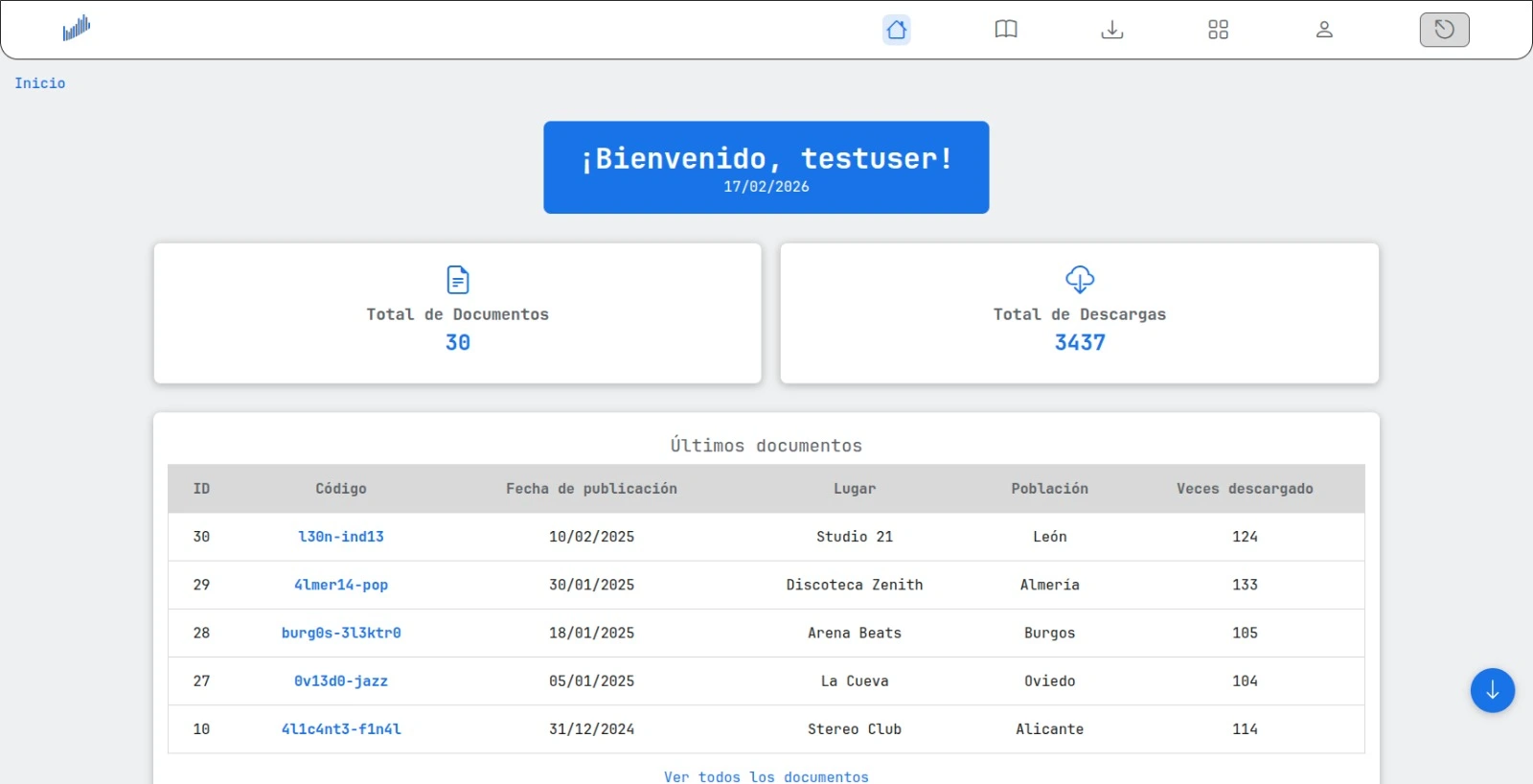 Captura de pantalla de la aplicación Download Stats Panel